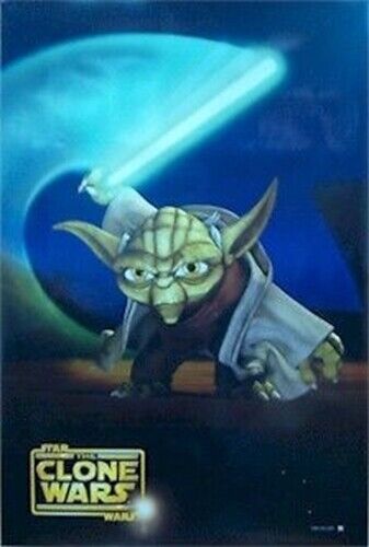 STAR WARS ~ THE CLONE WARS YODA LIGHTSABER MOVIE POSTER For Discount